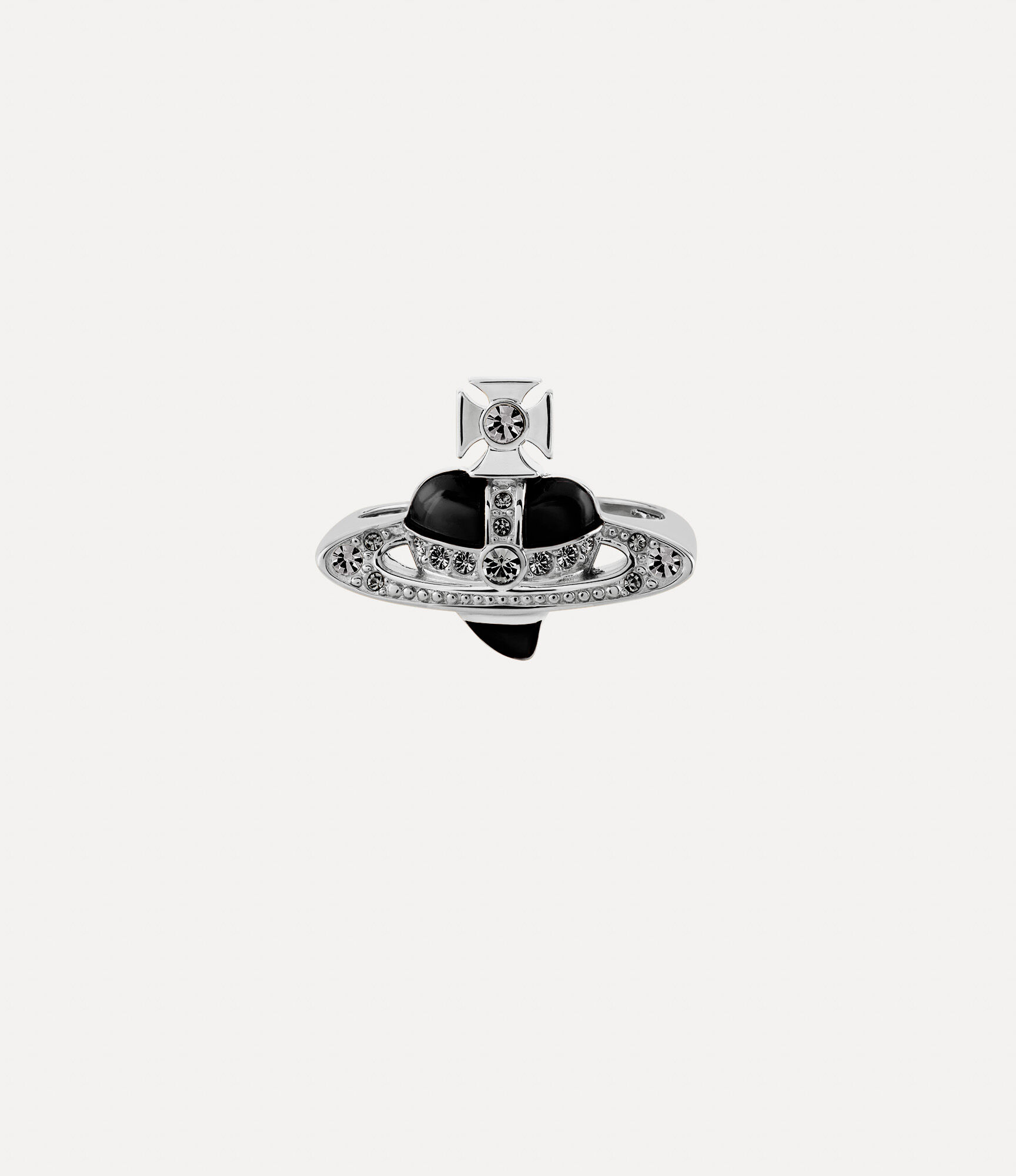 andreas kronthaler for vivienne westwood New Diamante Heart Ring PLATINUM / BLACK DIAMOND Crystal / BLACK