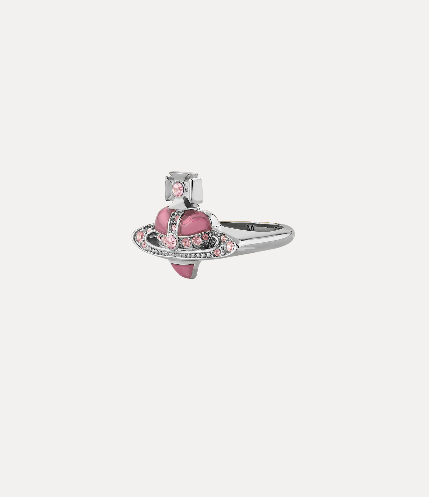 Andreas Kronthaler For Vivienne Westwood New Diamante Heart Ring PLATINUM/VINTAGE ROSE Crystal/LIGHT ROSE Enamel