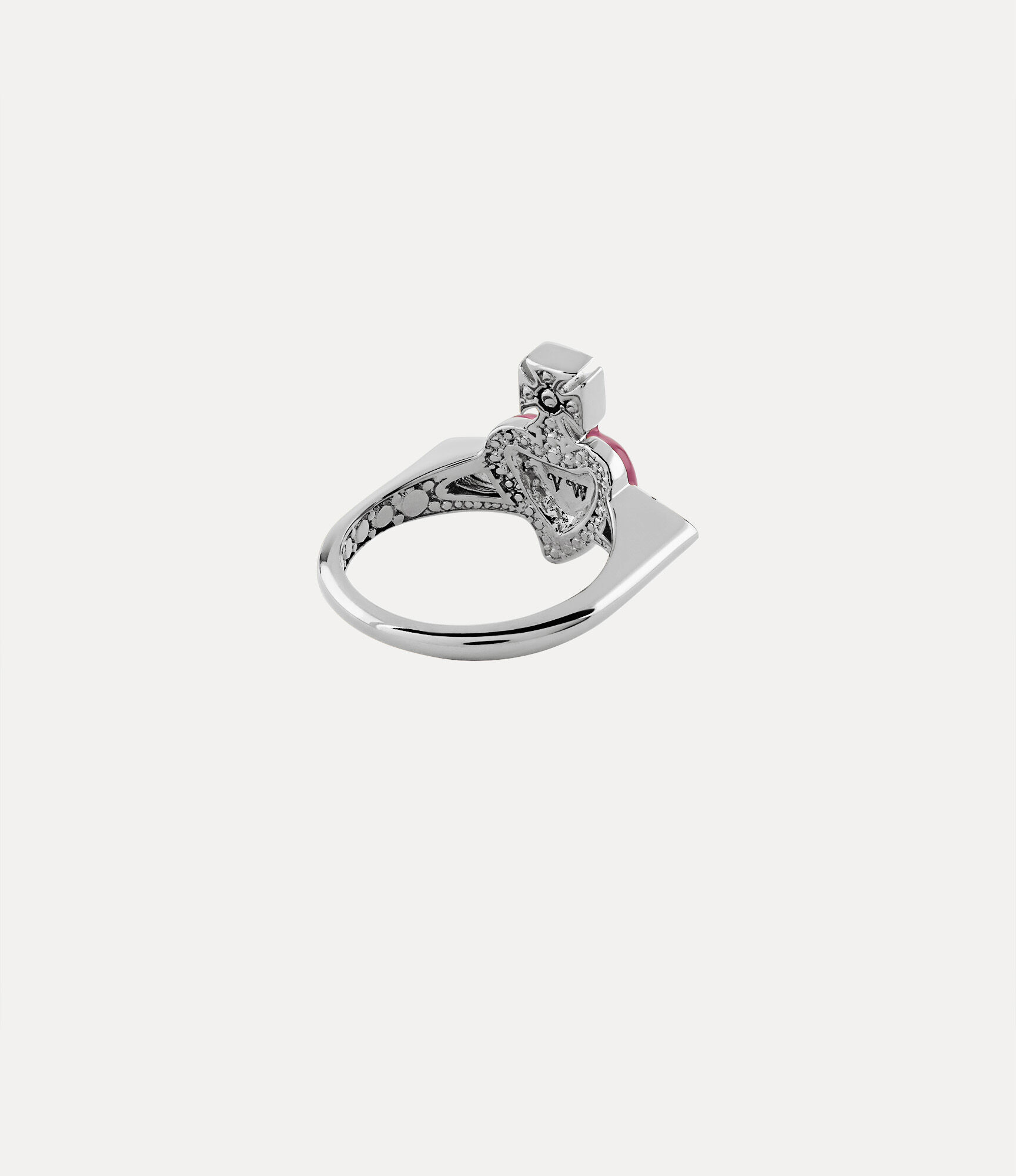 Andreas Kronthaler For Vivienne Westwood New Diamante Heart Ring PLATINUM/VINTAGE ROSE Crystal/LIGHT ROSE Enamel