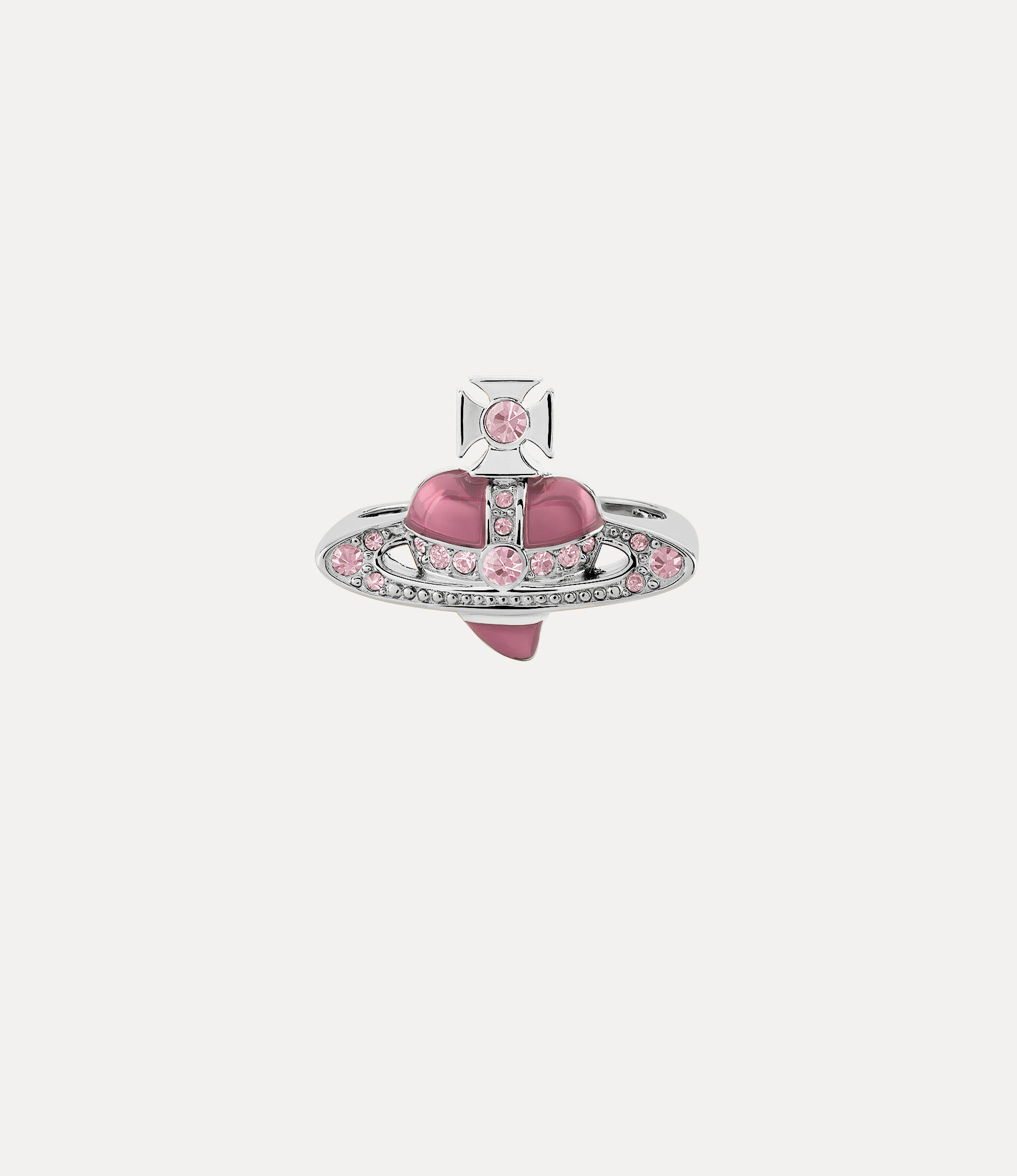 andreas kronthaler for vivienne westwood New Diamante Heart Ring PLATINUM/VINTAGE ROSE Crystal/LIGHT ROSE Enamel