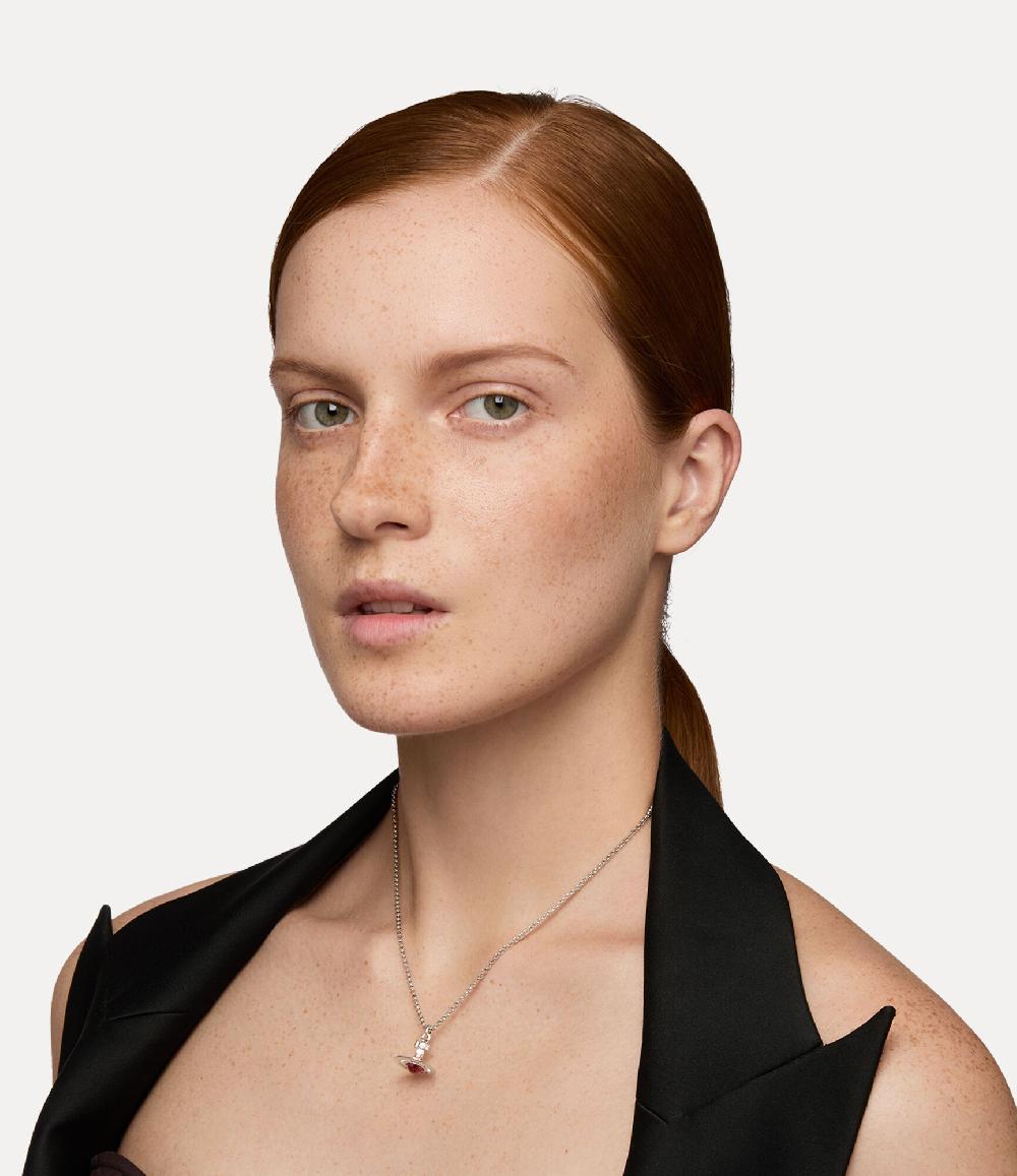 Andreas Kronthaler For Vivienne Westwood New Petite Orb Pendant Necklace PLATINUM/INDIAN PINK CZ/PADPARADSCHA LIGHT