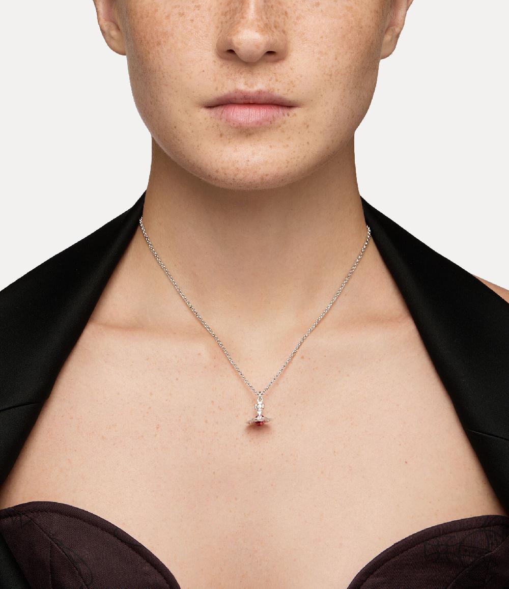 Andreas Kronthaler For Vivienne Westwood New Petite Orb Pendant Necklace PLATINUM/INDIAN PINK CZ/PADPARADSCHA LIGHT