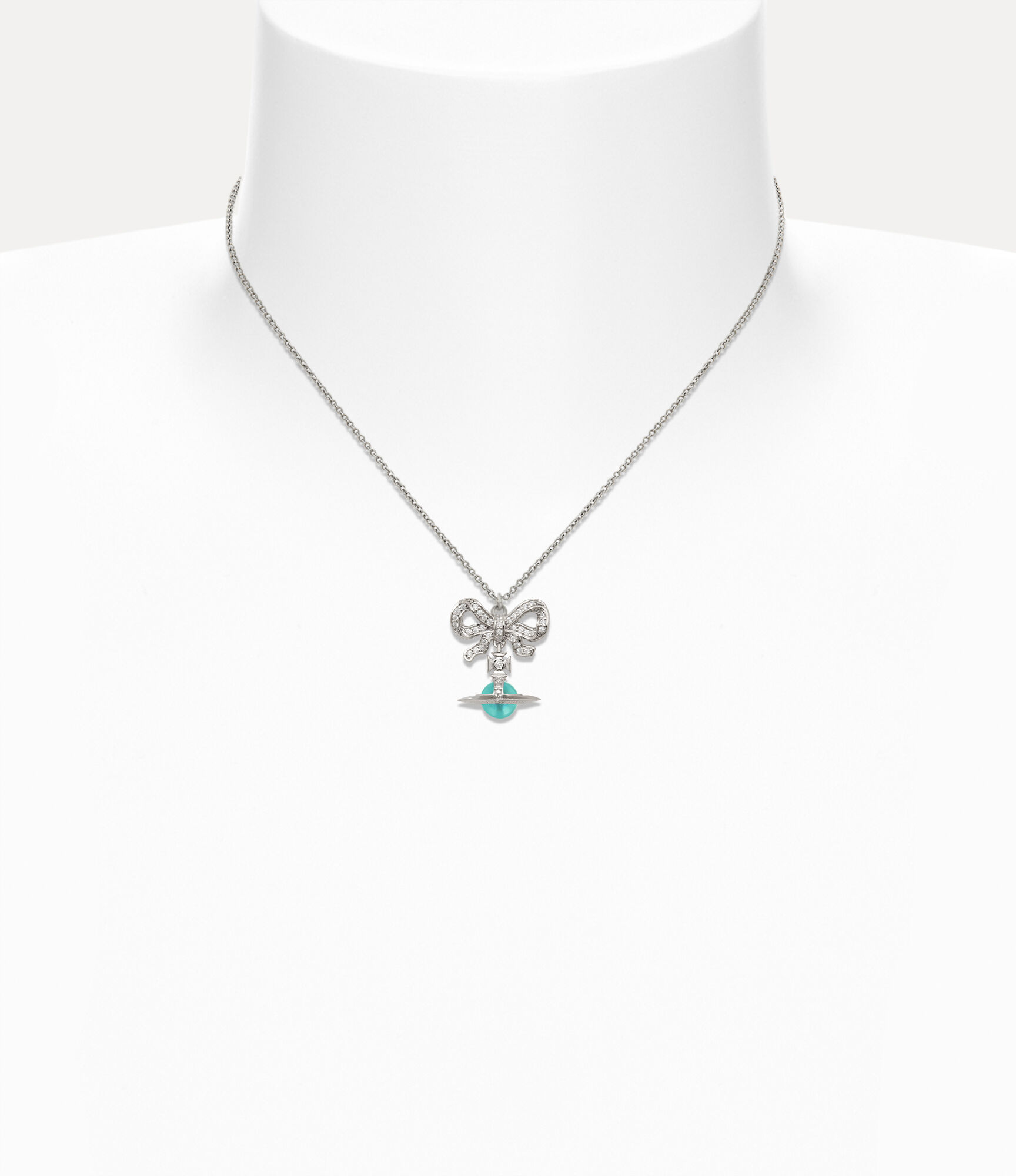 Andreas Kronthaler For Vivienne Westwood Octavie Pendant Necklace PLATINUM / WHITE TURQUOISE CZ