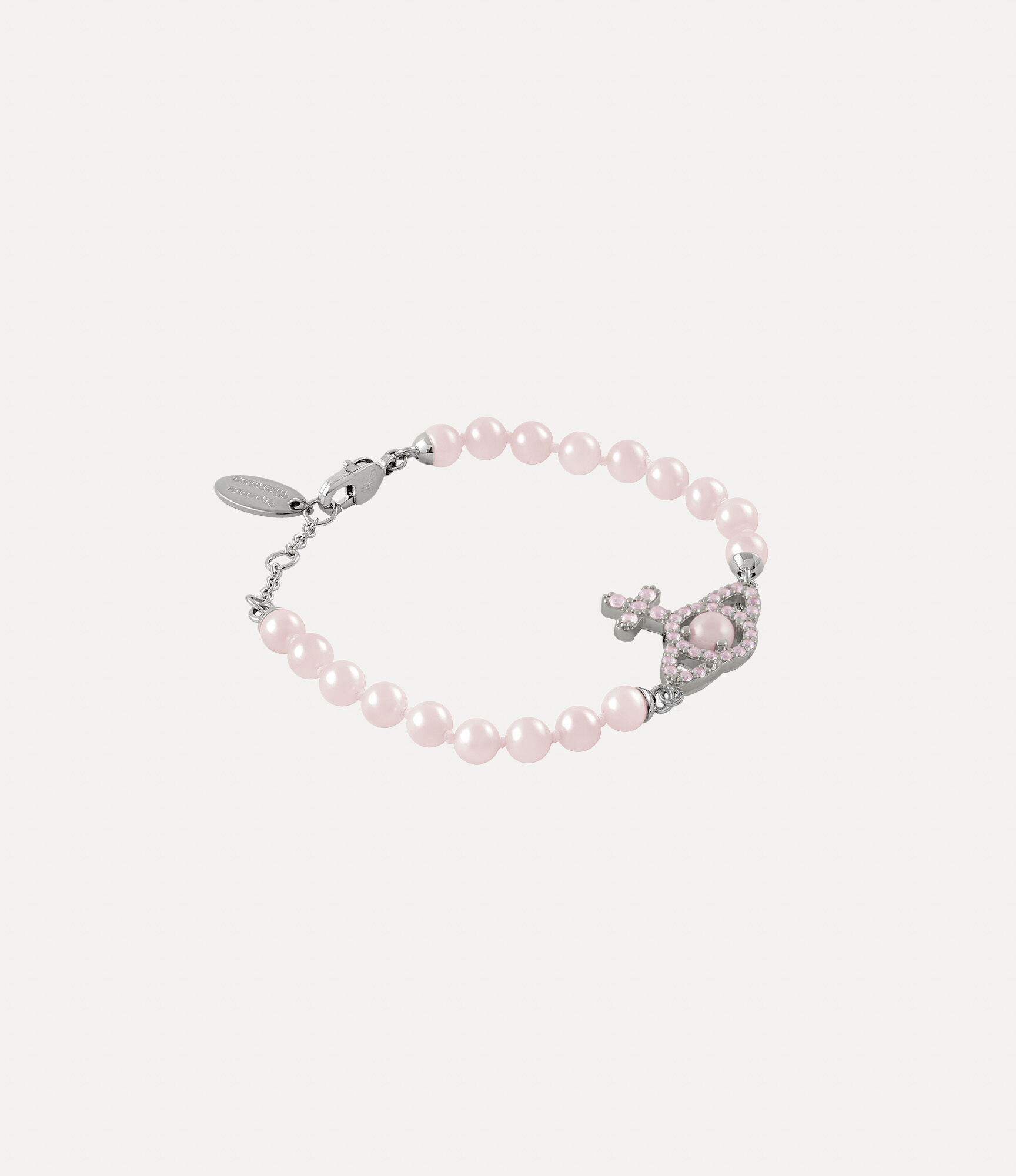 Andreas Kronthaler For Vivienne Westwood Olympia Pearl Bracelet PLATINUM / PINK CZ / ROSALINE Pearl