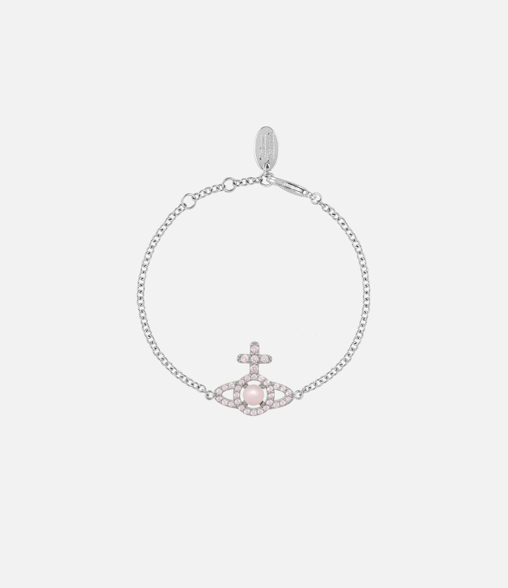 andreas kronthaler for vivienne westwood Olympia Pearl Chain Bracelet PLATINUM / PINK CZ / ROSALINE Pearl andreas kronthaler for vivienne westwood Olympia Pearl Chain Bracelet PLATINUM / PINK CZ / ROSALINE Pearl