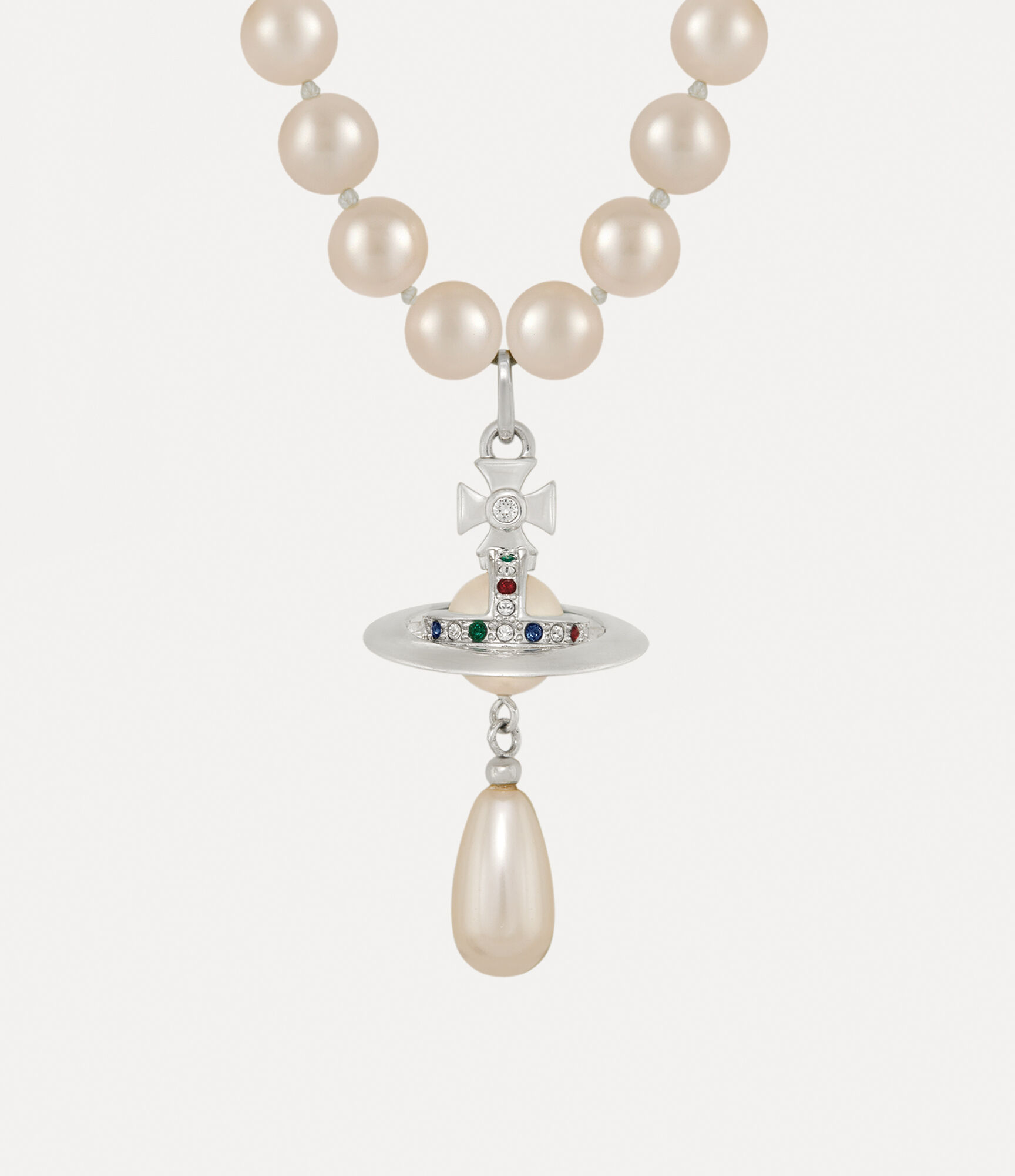 Andreas Kronthaler For Vivienne Westwood One Row Pearl Drop Choker PLATINUM/PEARL/MULTI