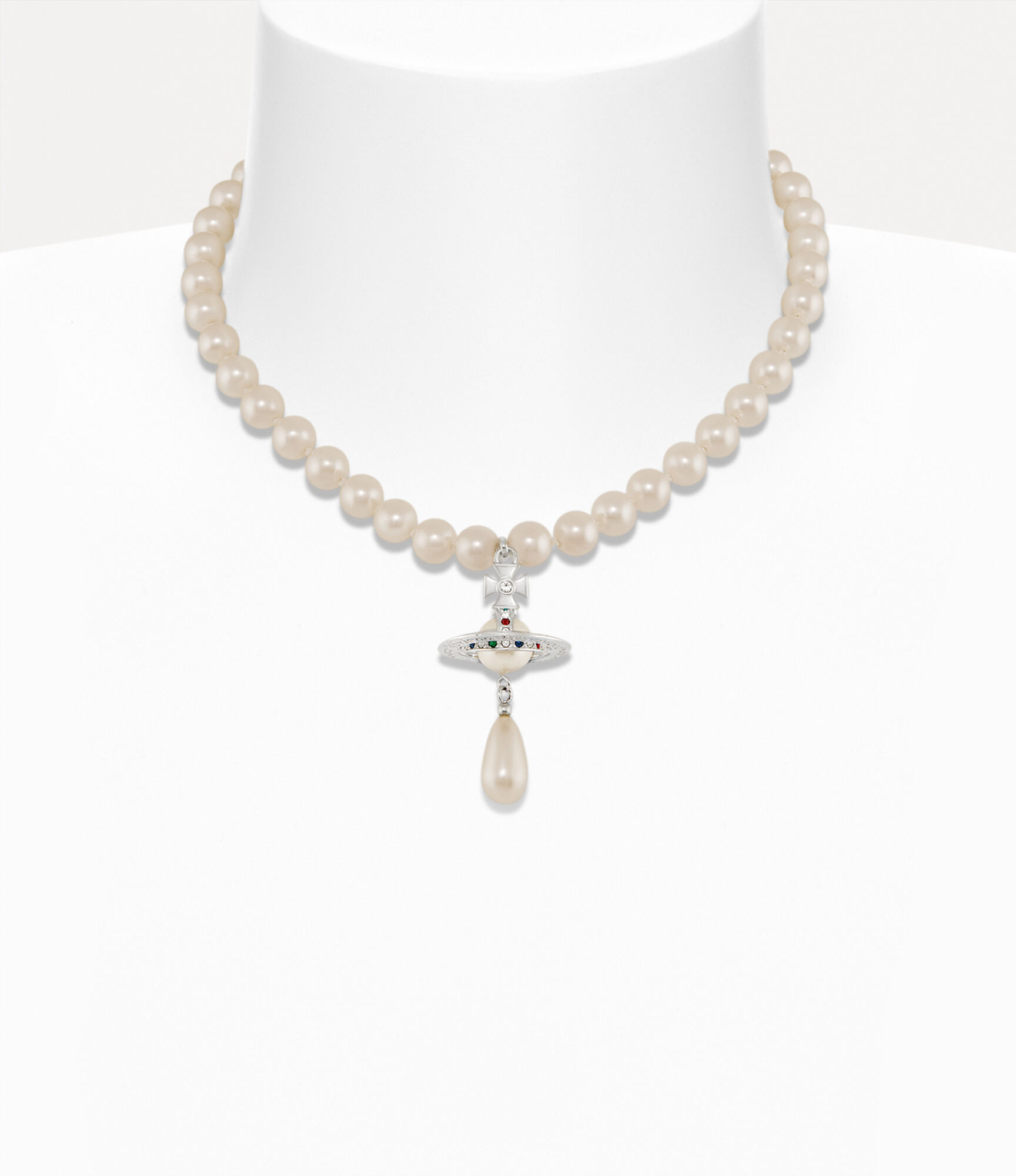 andreas kronthaler for vivienne westwood One Row Pearl Drop Choker PLATINUM/PEARL/MULTI
