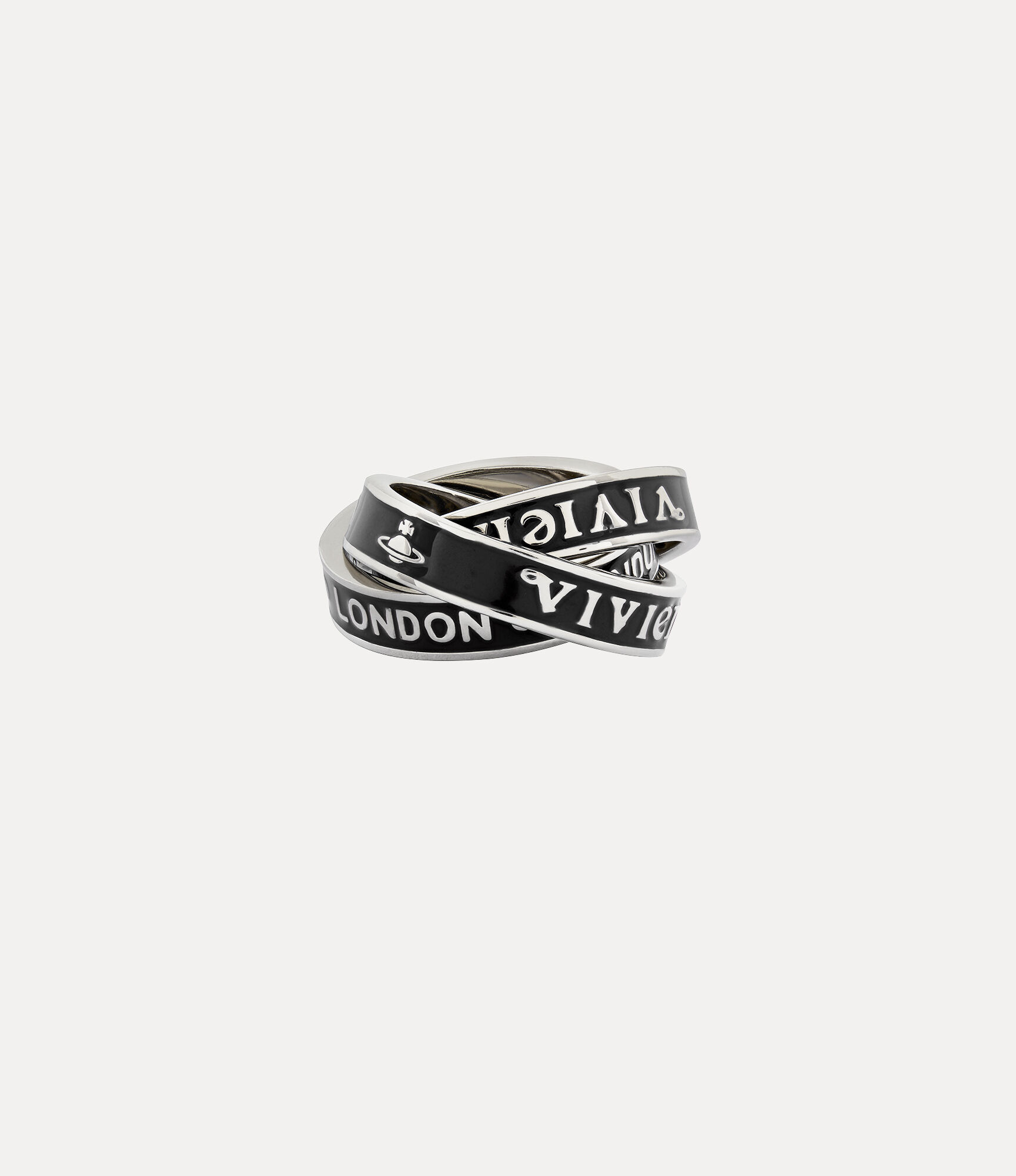 Andreas Kronthaler For Vivienne Westwood Percy Ring Platinum / Black Enamel