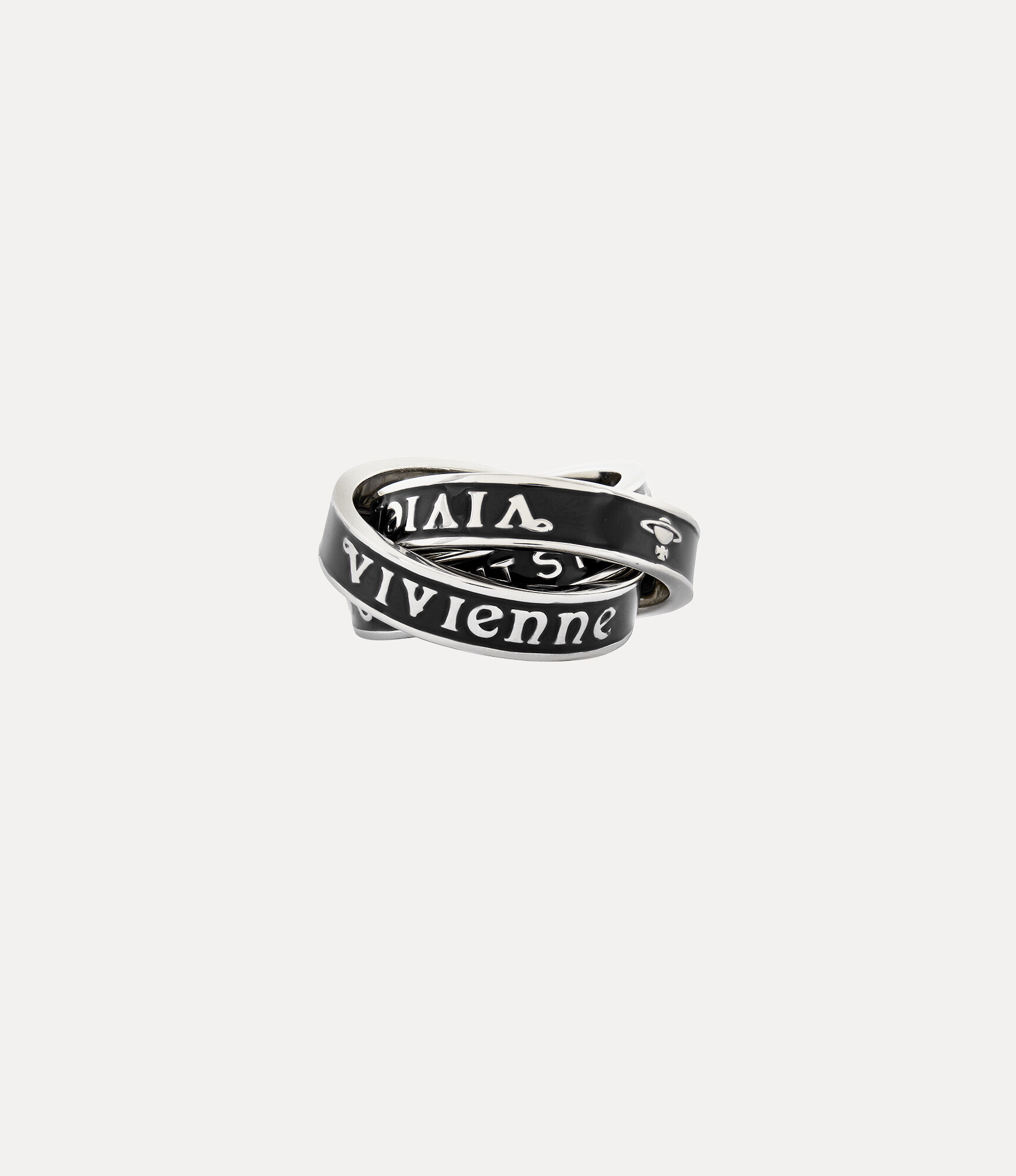 Andreas Kronthaler For Vivienne Westwood Percy Ring Platinum / Black Enamel