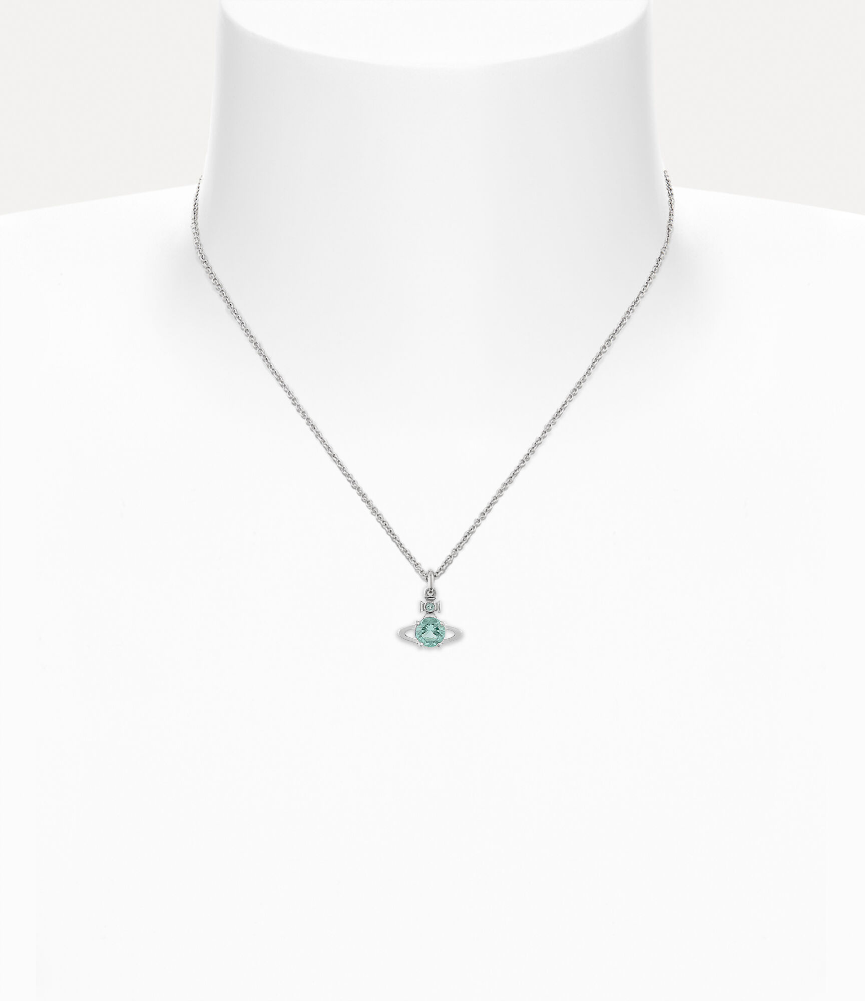 Andreas Kronthaler For Vivienne Westwood Reina Pendant Necklace PLATINUM / LIGHT TURQUOISE CZ