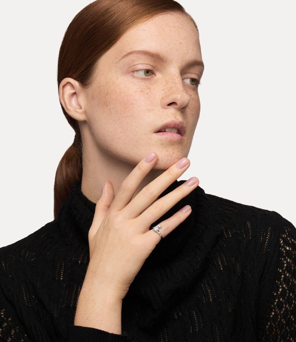 Andreas Kronthaler For Vivienne Westwood Reina Petite Ring PLATINUM / WHITE CZ