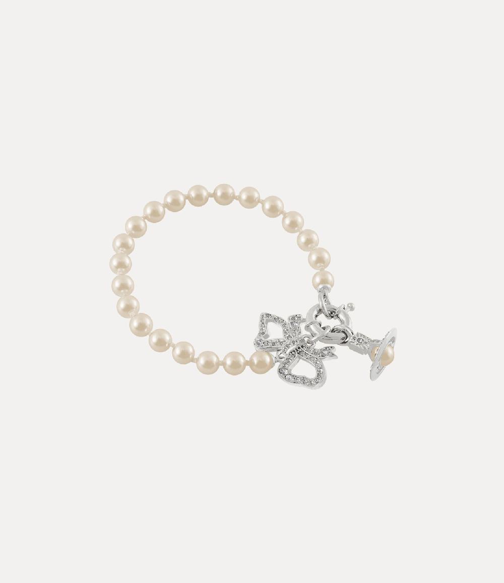Andreas Kronthaler For Vivienne Westwood Rigoberta Pearl Bracelet PLATINUM/CRYSTAL VELVET Crystal/CREAMROSE Pearl