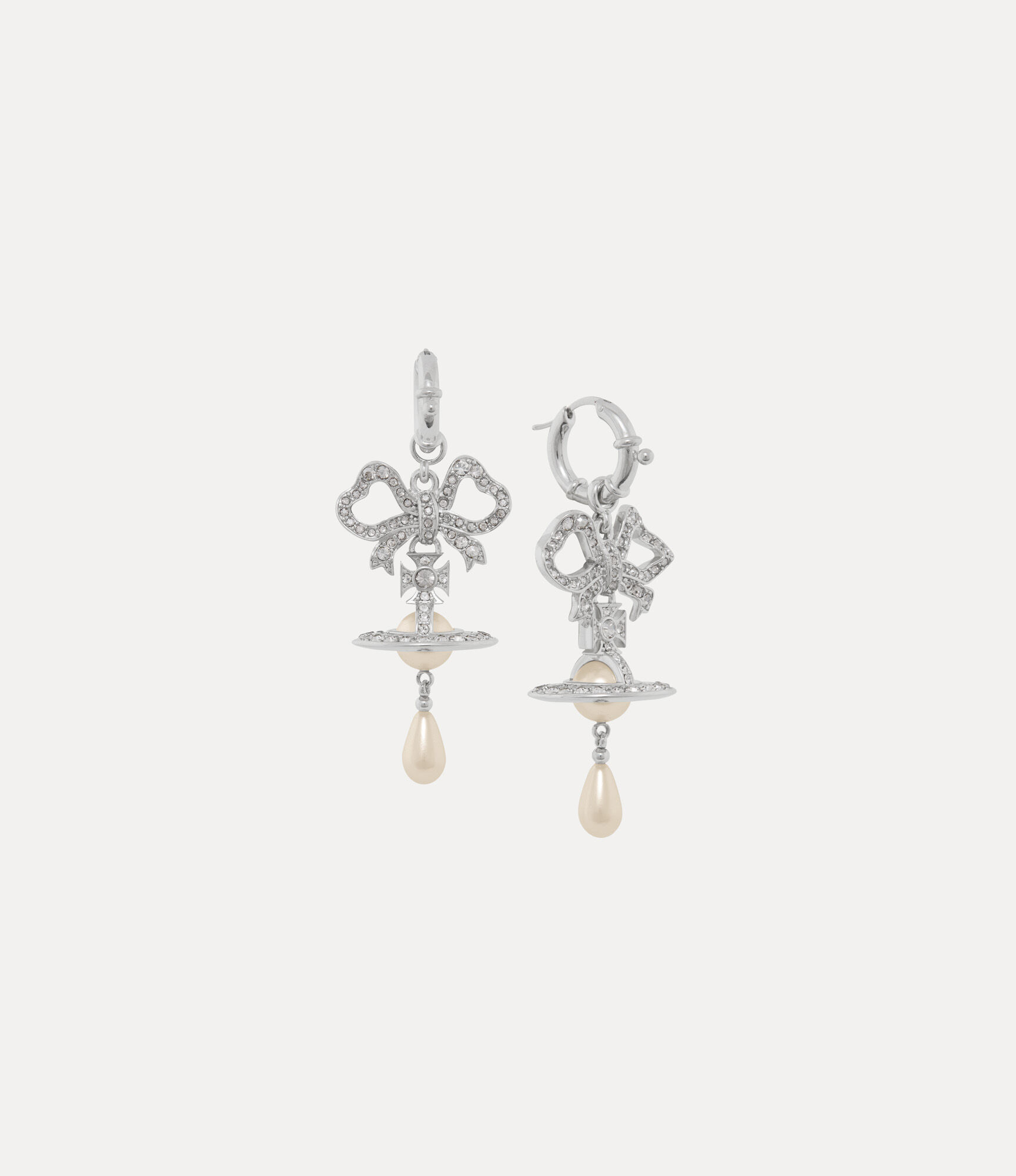 andreas kronthaler for vivienne westwood Rigoberta Pearl Earrings PLATINUM/CRYSTAL VELVET Crystal/CREAMROSE Pearl