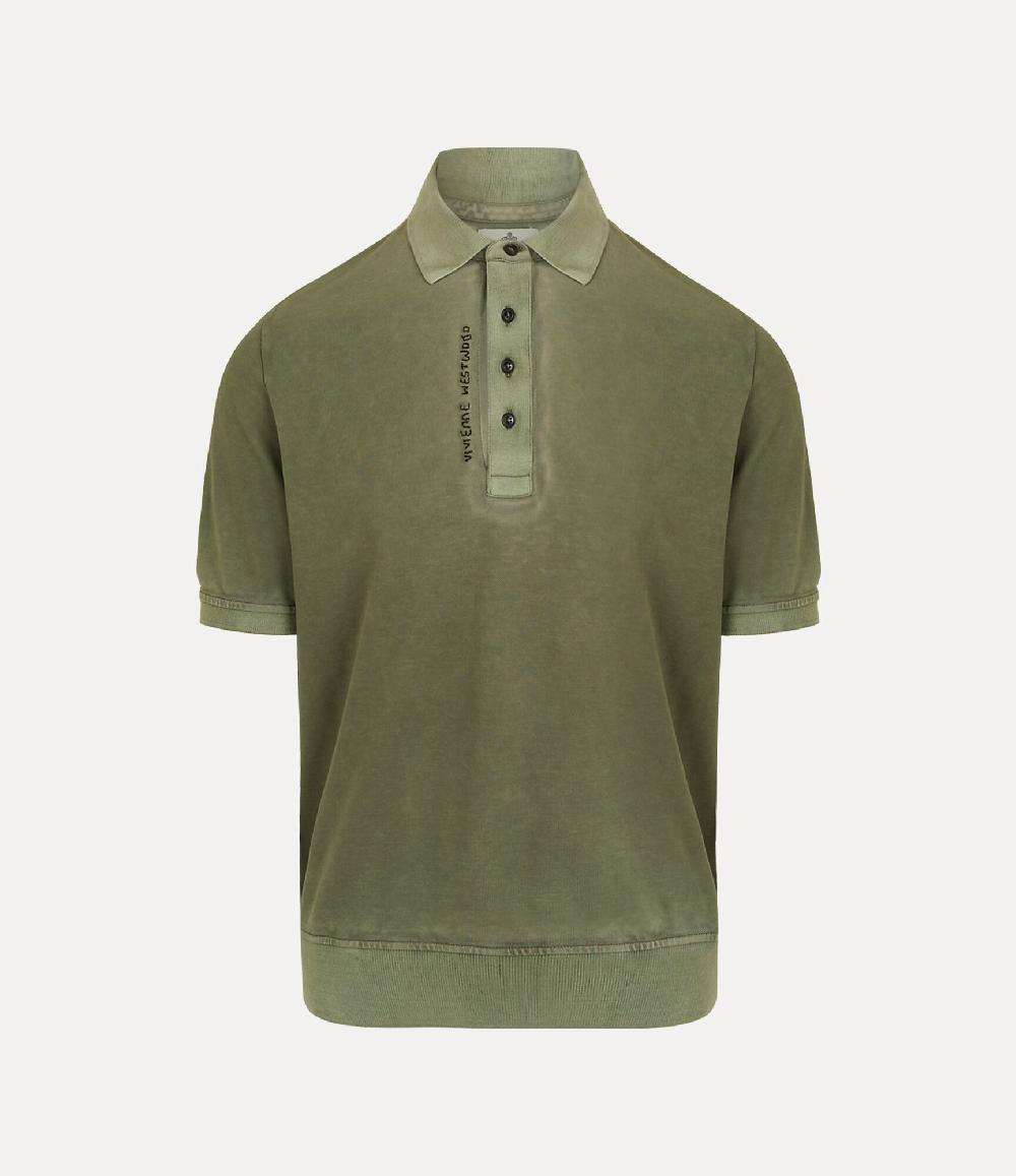 andreas kronthaler for vivienne westwood Ripped Polo Shirt GREEN