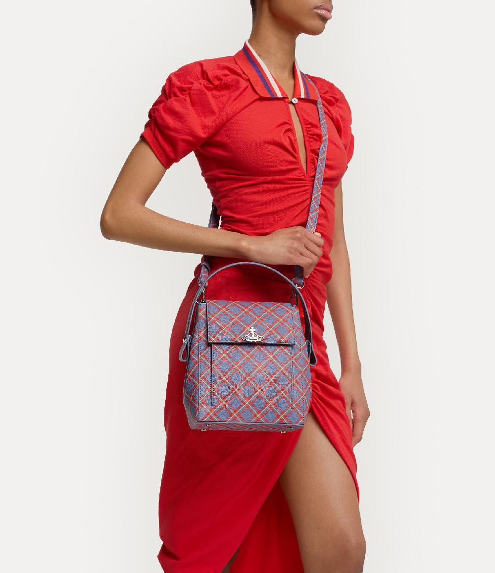 Andreas Kronthaler For Vivienne Westwood Rosemary Shoulder Bag BLUE/ORANGE TARTAN