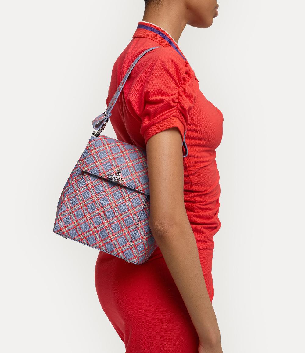 Andreas Kronthaler For Vivienne Westwood Rosemary Shoulder Bag BLUE/ORANGE TARTAN
