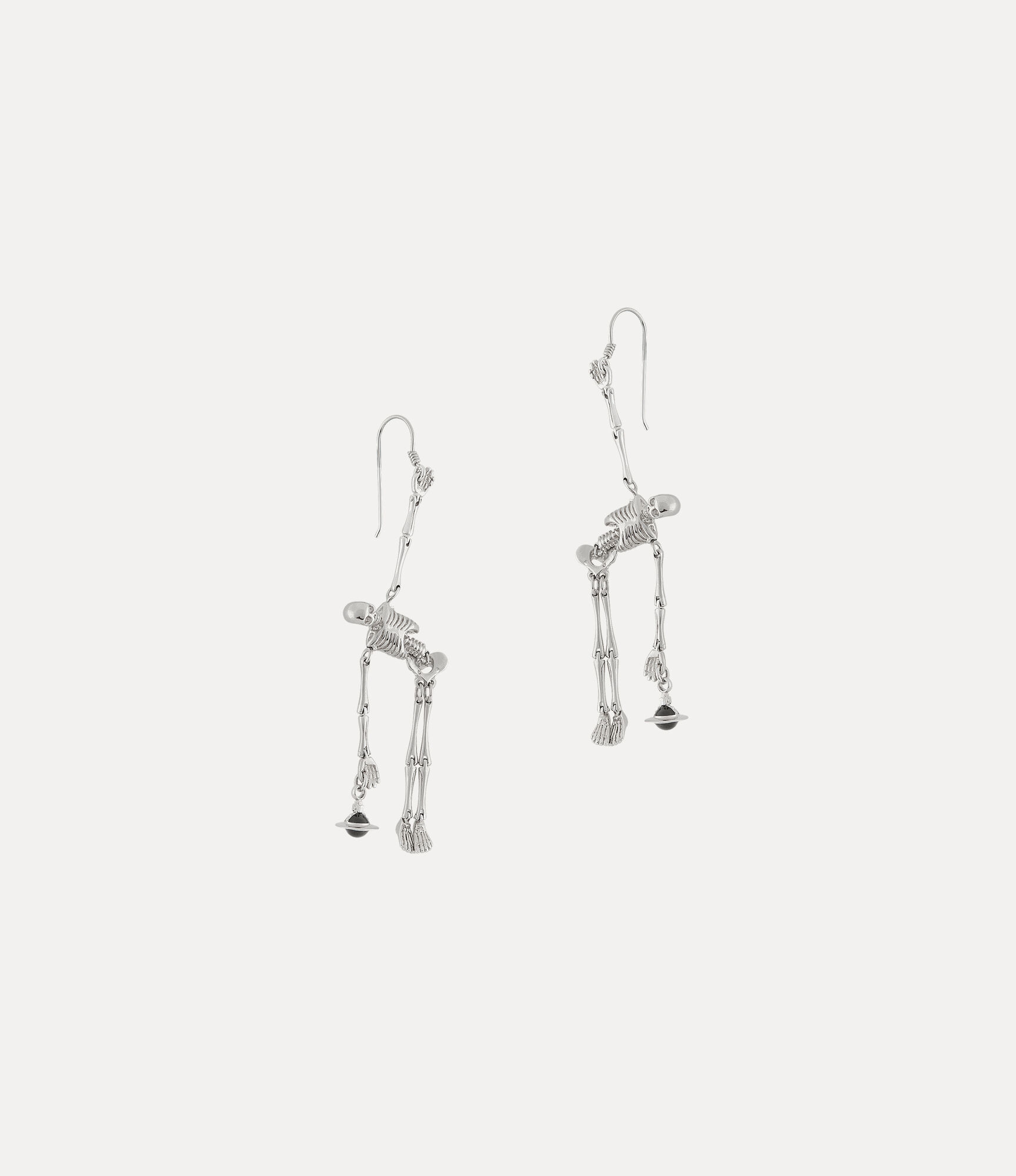 Andreas Kronthaler For Vivienne Westwood Skeleton Earrings PLATINUM / BLACK Enamel