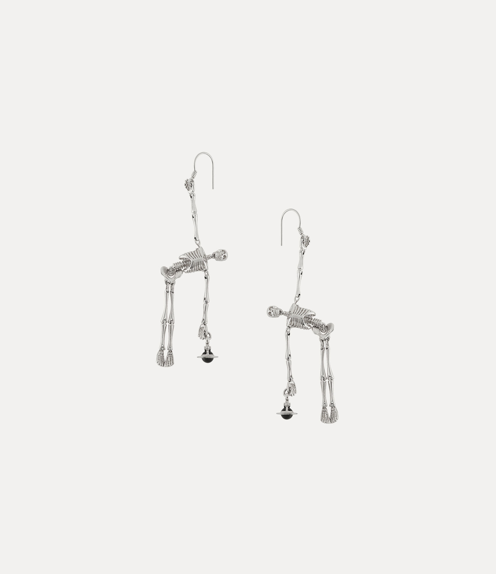 andreas kronthaler for vivienne westwood Skeleton Earrings PLATINUM / BLACK Enamel