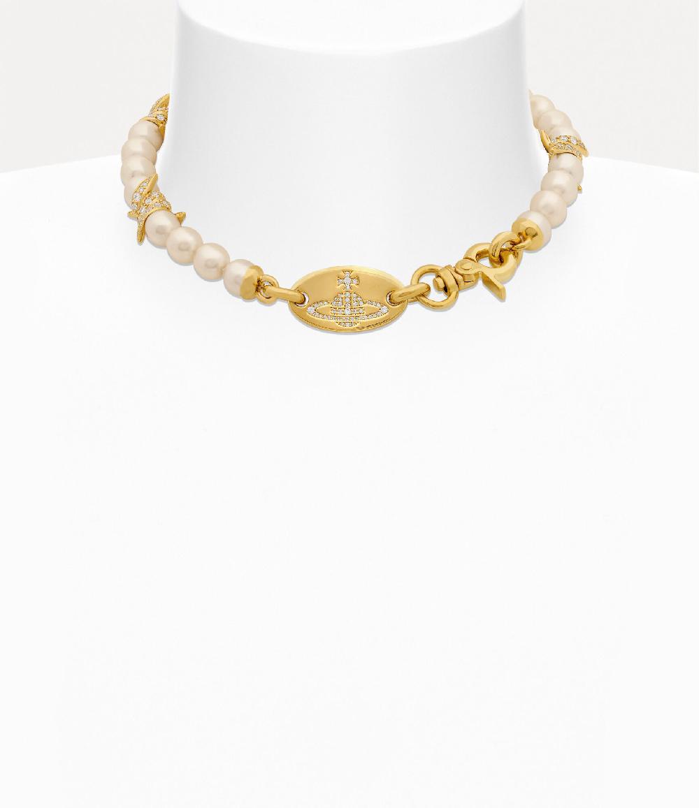 andreas kronthaler for vivienne westwood Verena Pearl Necklace GOLD / CREAMROSE Pearl / WHITE CZ