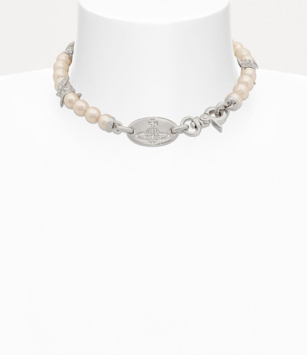 andreas kronthaler for vivienne westwood Verena Pearl Necklace PLATINUM / CREAMROSE Pearl / WHITE CZ