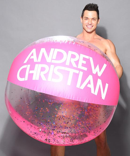 andrew christian 60" Pink Glitter Beach Ball
