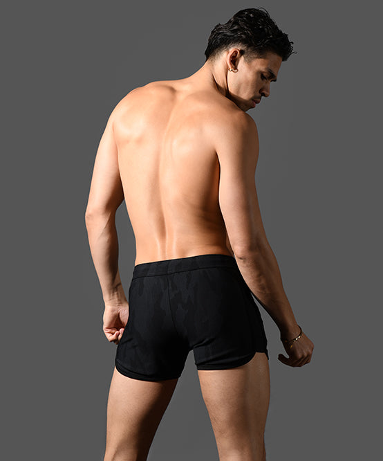 Andrew Christian Black Camo Cargo Shorts (3” Inseam)