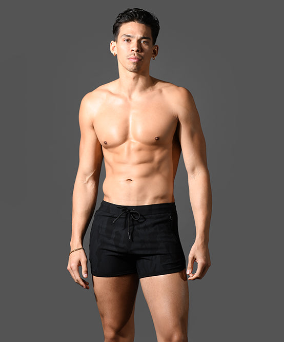 Andrew Christian Black Camo Cargo Shorts (3” Inseam)