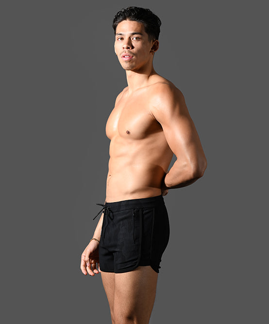 Andrew Christian Black Camo Cargo Shorts (3” Inseam)