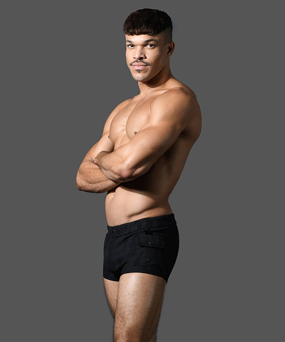 Andrew Christian Black Camo Cargo Swim Trunk