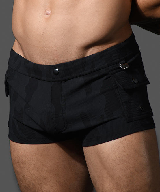 andrew christian Black Camo Cargo Swim Trunk