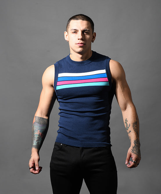 Andrew Christian Knit Stripe Sleeveless