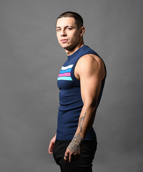 Andrew Christian Knit Stripe Sleeveless
