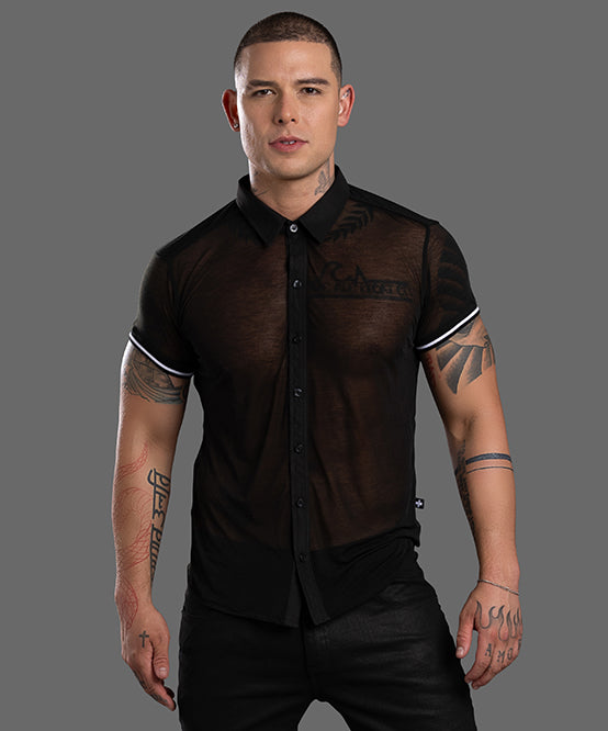 Andrew Christian Sheer Burnout Button-Up Shirt