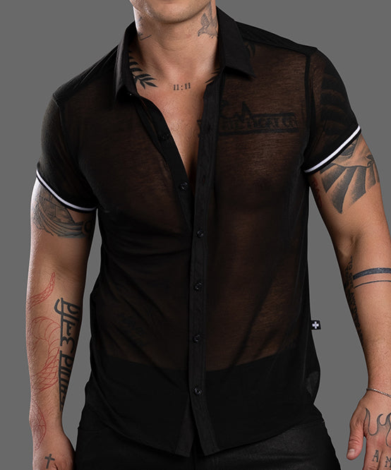 Andrew Christian Sheer Burnout Button-Up Shirt