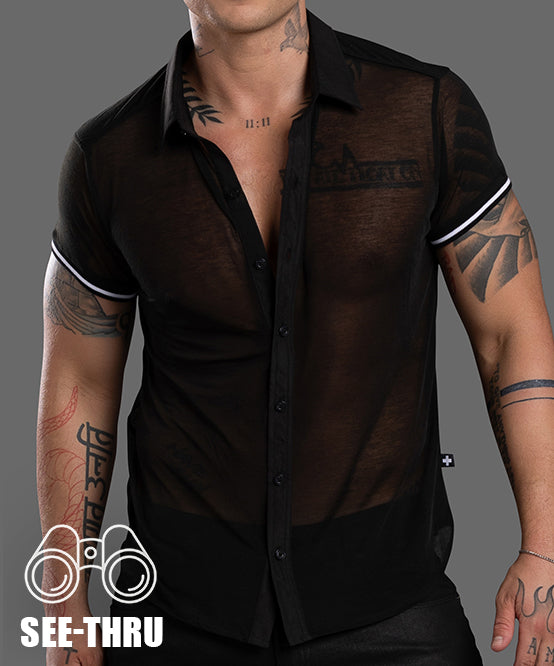 andrew christian Sheer Burnout Button-Up Shirt