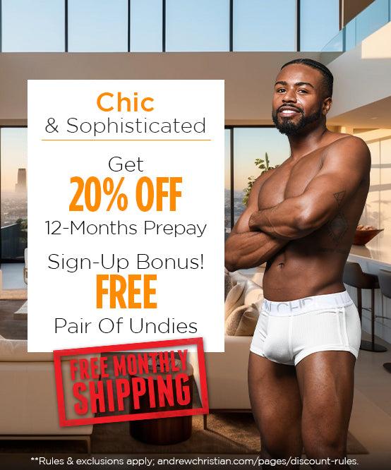 Andrew Christian Chic & Sophisticated Curated Underwear Club With FREE SHIPPING