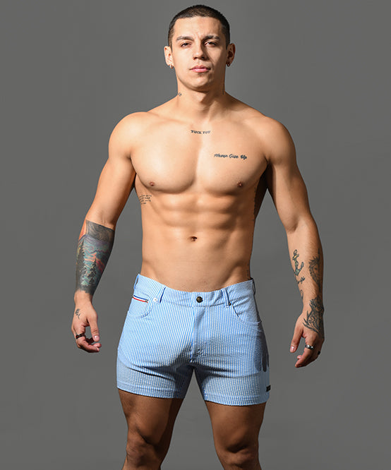 Andrew Christian Hamptons Capsule Seersucker Shorts (3" Inseam)