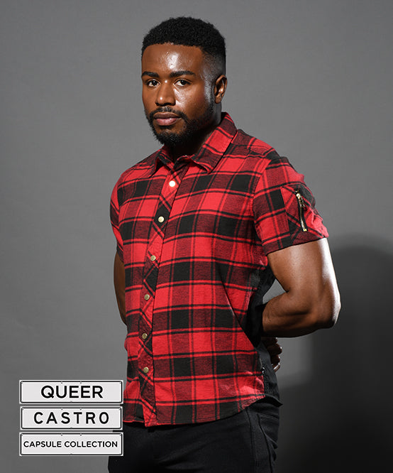 andrew christian Queer Castro Capsule Stretch Flannel Shirt