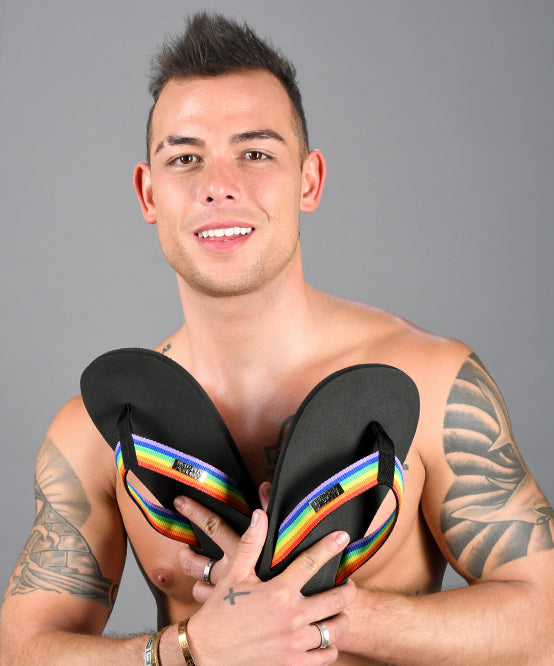 andrew christian Rainbow Pride Sandals (w/ Logo Charm)