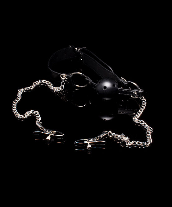 andrew christian TROPHY BOY® Breathable Ball Gag & Nipple Clamps
