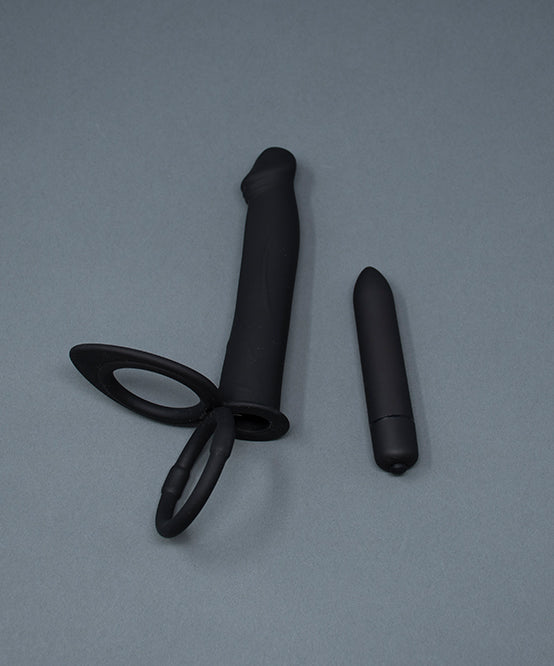 Andrew Christian TROPHY BOY® DP Vibrator & Cock Ring W/ 10-Speed Vibrating Bullet