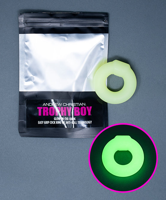 Andrew Christian TROPHY BOY® Glow In The Dark Easy Grip Cock Ring W/ Anti-Roll