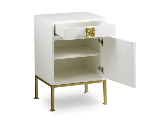 Andrew Martin 60's Style White Lacquer Bedside Table