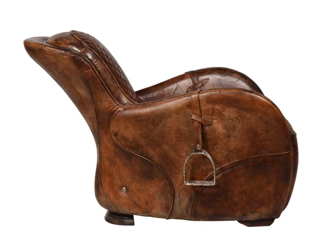 Andrew Martin Adventurous Leather Armchair In Buckd'd N Broken Finish