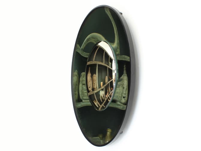 Andrew Martin Aged Green Concave Mirror