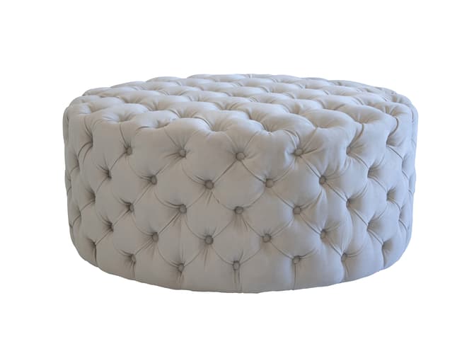 andrew martin Buttoned velvet ottoman in putty