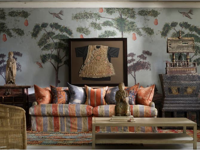 Andrew Martin Comfy Curved Sofa In Custom Fabric