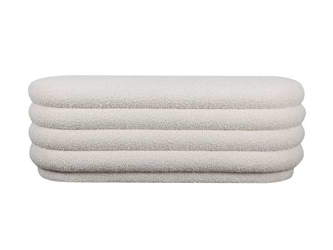 Andrew Martin Cream Boucle Ribbed Ottoman Bench