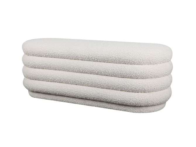 andrew martin Cream boucle ribbed ottoman bench