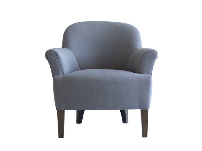 Andrew Martin Curved Armchair In Crib 5 Blue Linen